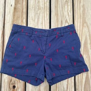 BRITISH KHAKI Lobster Embroidered Navy Khaki Chino Shorts Women's US 8